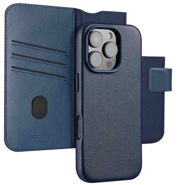 Accezz 2-in-1 Klapphülle aus Leder mit MagSafe für das iPhone 16 Pro Max - Nightfall Blue