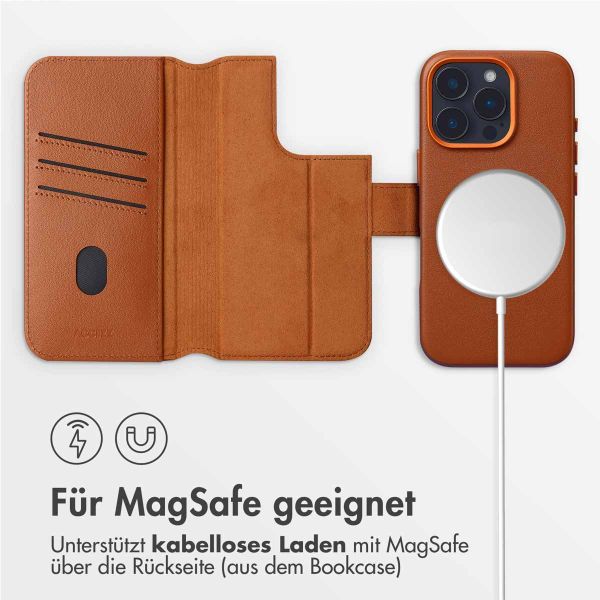 Accezz 2-in-1 Klapphülle aus Leder mit MagSafe für das iPhone 16 Pro Max - Sienna Brown