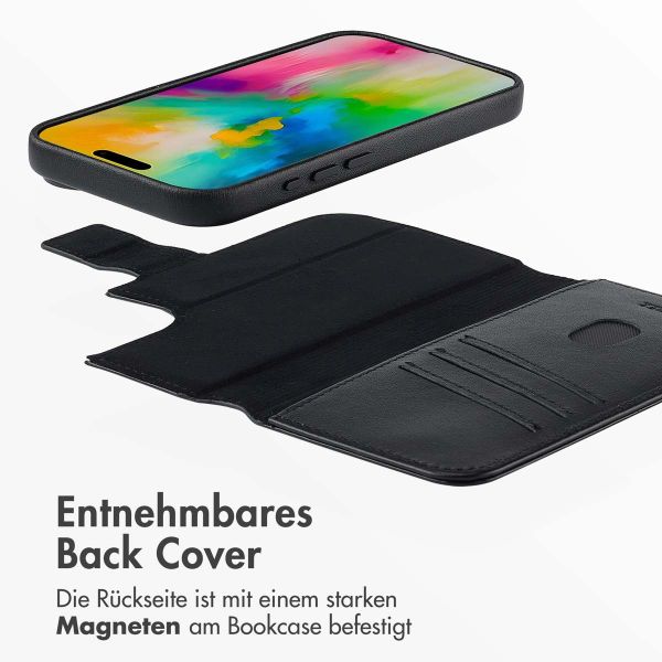 Accezz 2-in-1 Klapphülle aus Leder mit MagSafe für das iPhone 16  - Onyx Black