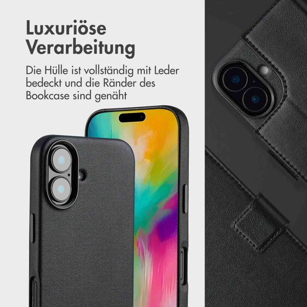 Accezz 2-in-1 Klapphülle aus Leder mit MagSafe für das iPhone 16  - Onyx Black