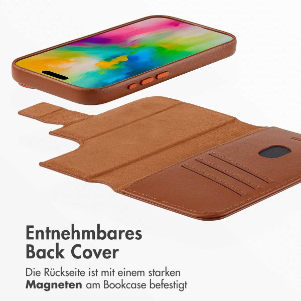 Accezz 2-in-1 Klapphülle aus Leder mit MagSafe für das iPhone 16  - Sienna Brown