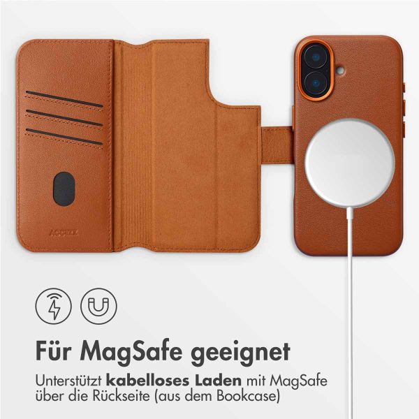 Accezz 2-in-1 Klapphülle aus Leder mit MagSafe für das iPhone 16  - Sienna Brown