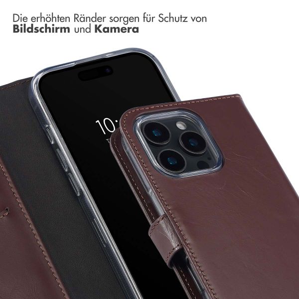 Selencia Echtleder Klapphülle für das iPhone 16 Pro - Braun