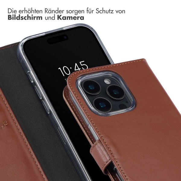 Selencia Echtleder Klapphülle für das iPhone 16 Pro Max - Hellbraun