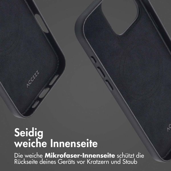 Accezz MagSafe Leather Backcover für das iPhone 16 Pro Max - Onyx Black