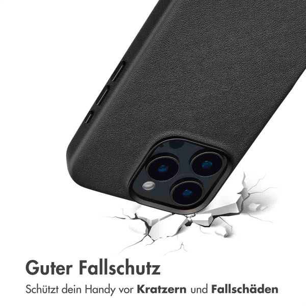 Accezz MagSafe Leather Backcover für das iPhone 16 Pro Max - Onyx Black