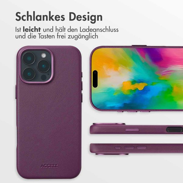 Accezz MagSafe Leather Backcover für das iPhone 16 Pro Max - Heath Purple