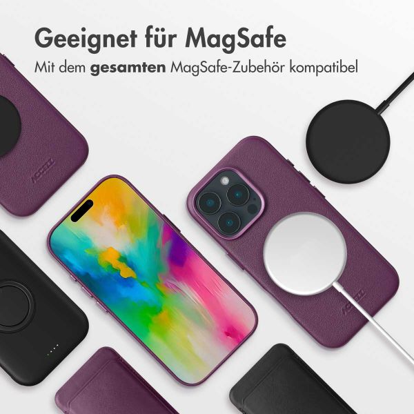 Accezz MagSafe Leather Backcover für das iPhone 16 Pro Max - Heath Purple