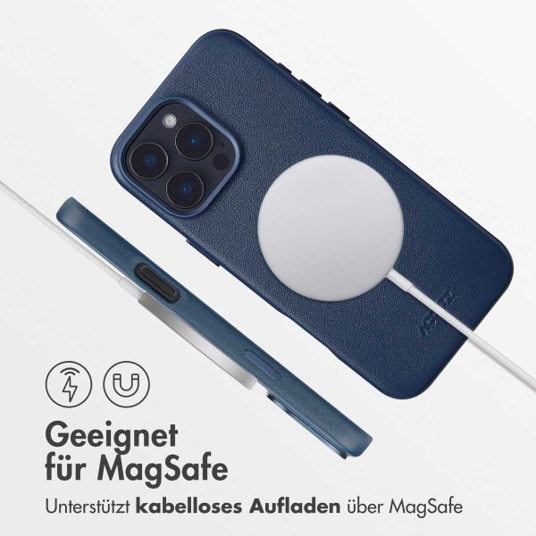 Accezz MagSafe Leather Backcover für das iPhone 16 Pro Max - Nightfall Blue