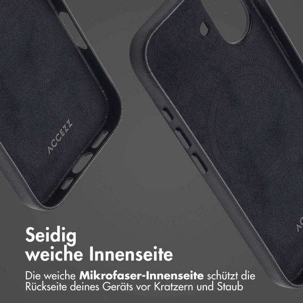 Accezz MagSafe Leather Backcover für das iPhone 16 - Onyx Black