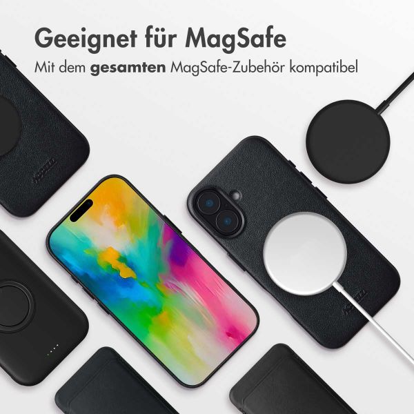 Accezz MagSafe Leather Backcover für das iPhone 16 - Onyx Black