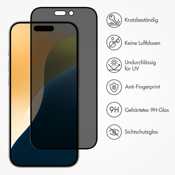 Accezz Privacy Displayschutz aus gehärtetem Glas für das iPhone 16 Pro