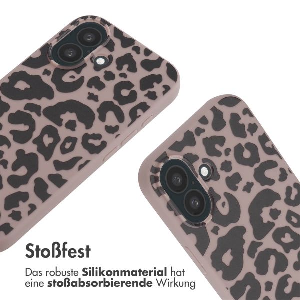 imoshion Silikonhülle design mit Band für das iPhone 16 - Animal Pink