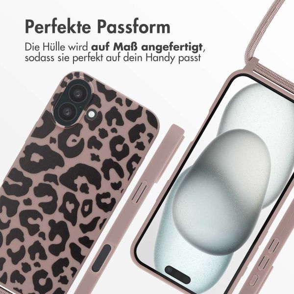 imoshion Silikonhülle design mit Band für das iPhone 16 Plus - Animal Pink