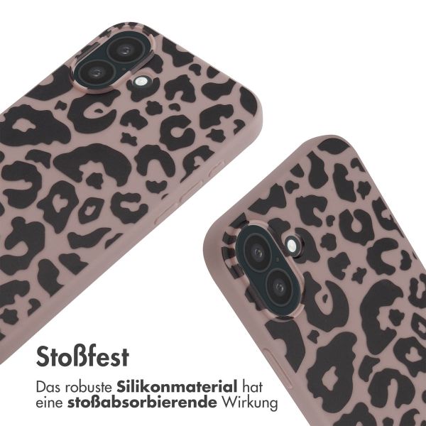 imoshion Silikonhülle design mit Band für das iPhone 16 Plus - Animal Pink