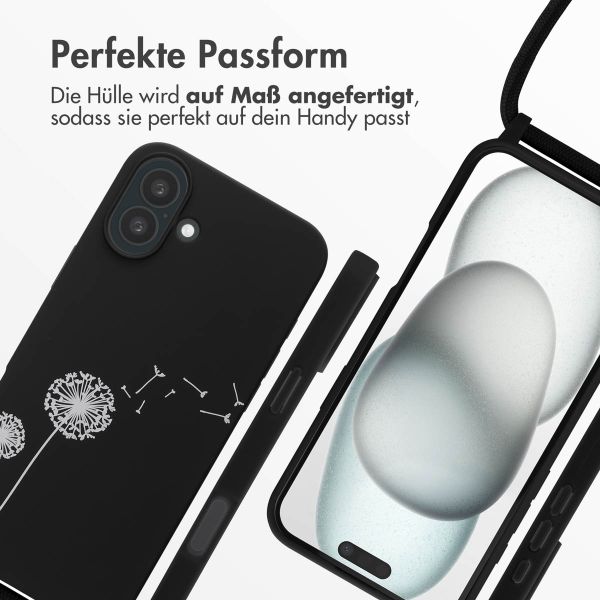 imoshion Silikonhülle design mit Band für das iPhone 16 Plus - Dandelion Black