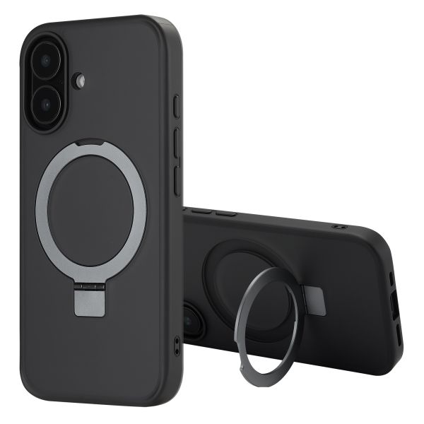 Accezz Ring Stand Backcover mit MagSafe für das iPhone 16 - Schwarz