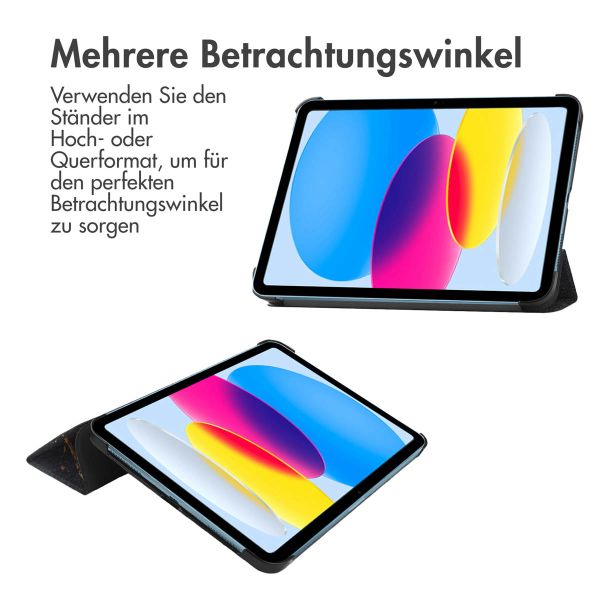 imoshion Design Trifold Klapphülle für das iPad 10 (2022) 10.9 Zoll - Black Marble