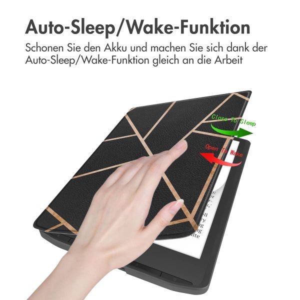 imoshion Design Slim Soft Case Sleepcover für das Pocketbook InkPad Color 3 / InkPad 4 - Black Graphic