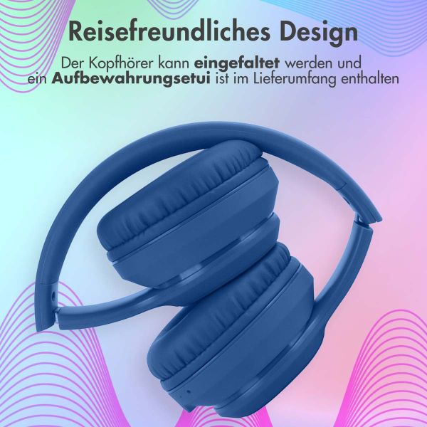 imoshion Kids LED Light Bluetooth-Kopfhörer - Kinderkopfhörer - Kabelloser Köpfhorer mit Dezibelbegrenzer + AUX-Kabel - Cobalt Blue