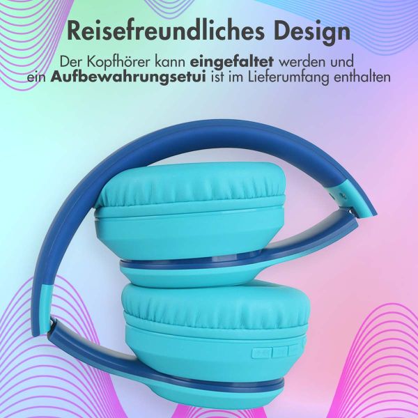 imoshion Kids LED Light Bluetooth-Kopfhörer - Kinderkopfhörer - Kabelloser Köpfhorer mit Dezibelbegrenzer + AUX-Kabel - Cobalt Blue / Soft Blue