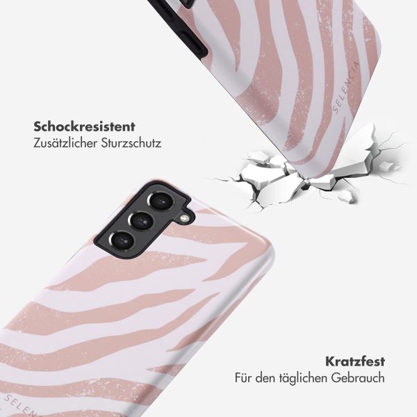 Selencia Vivid Back Cover für das Samsung Galaxy S21 FE - Colorful Zebra Old Pink