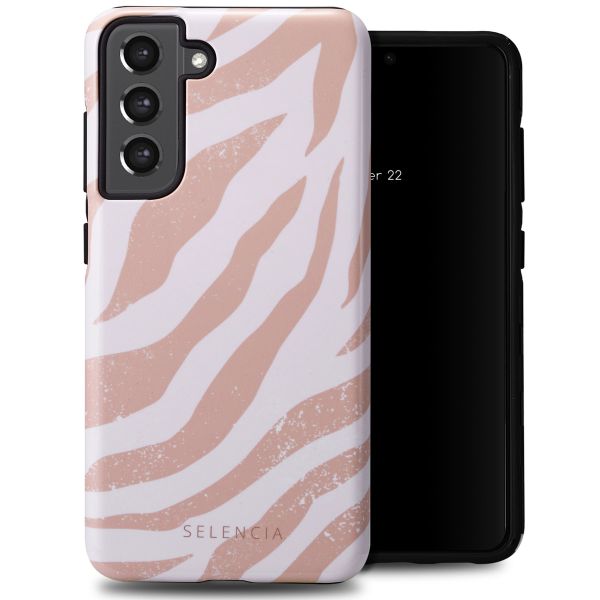 Selencia Vivid Back Cover für das Samsung Galaxy S21 FE - Colorful Zebra Old Pink