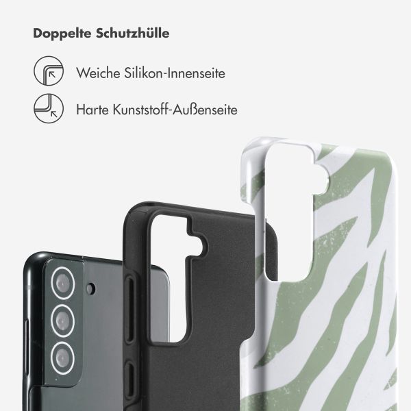 Selencia Vivid Back Cover für das Samsung Galaxy S21 FE - Colorful Zebra Sage Green