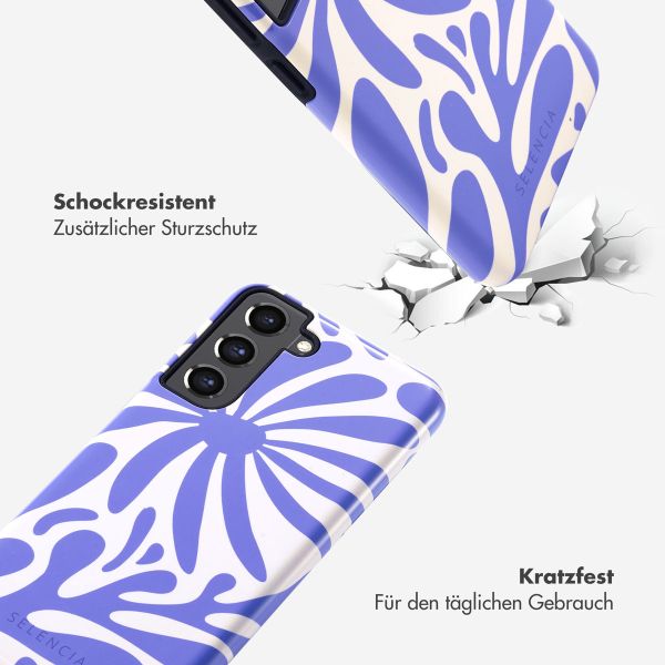 Selencia Vivid Back Cover für das Samsung Galaxy S21 FE - Modern Bloom Sapphire Blue