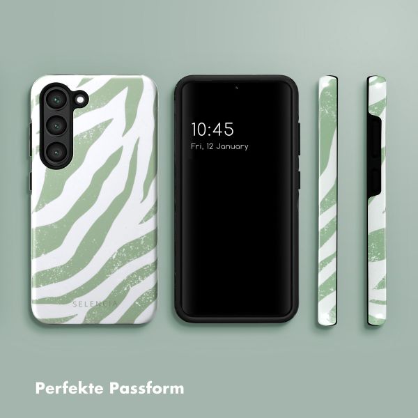 Selencia Vivid Back Cover für das Samsung Galaxy S23 - Colorful Zebra Sage Green