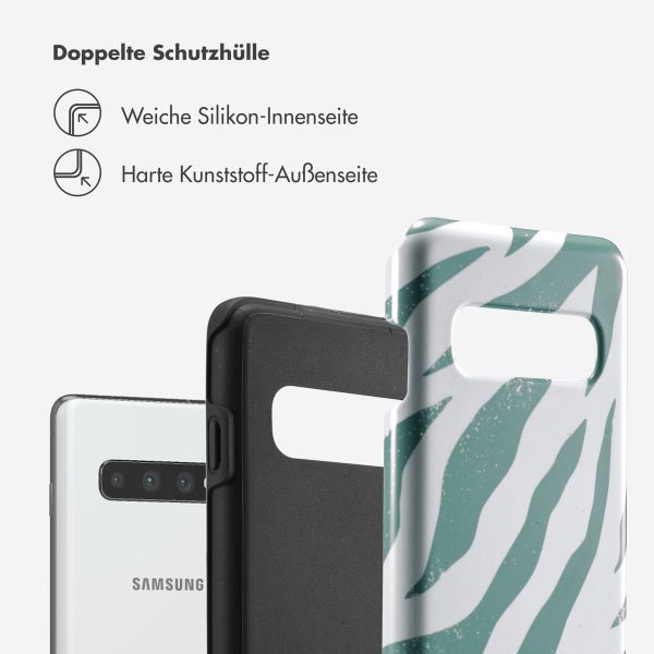 Selencia Vivid Back Cover für das Samsung Galaxy S10 - Colorful Zebra Pine Blue