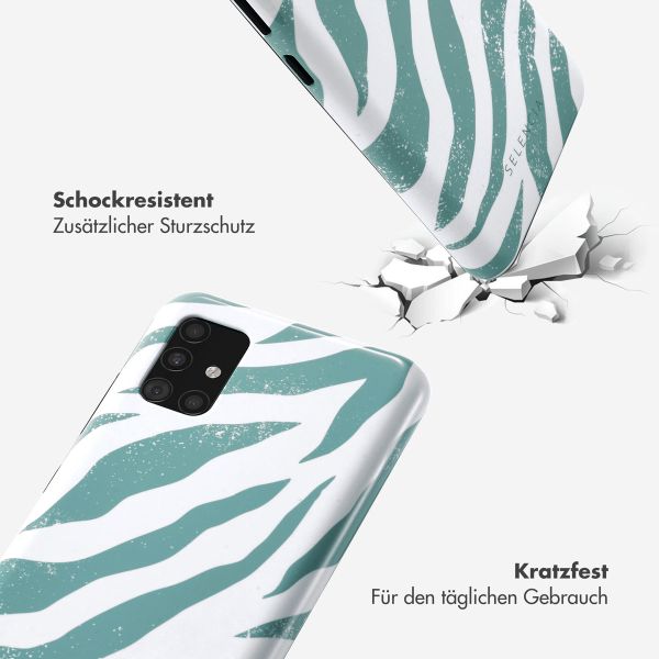Selencia Vivid Back Cover für das Samsung Galaxy A51 - Colorful Zebra Pine Blue