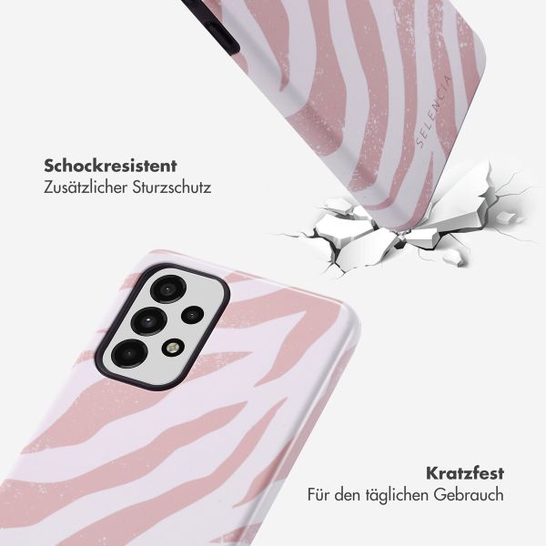 Selencia Vivid Back Cover für das Samsung Galaxy A33 - Colorful Zebra Old Pink