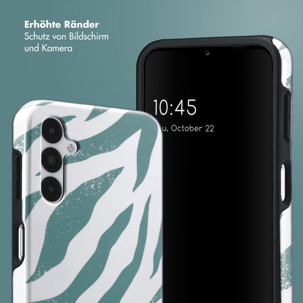 Selencia Vivid Back Cover für das Samsung Galaxy A14 (5G/4G) - Colorful Zebra Pine Blue