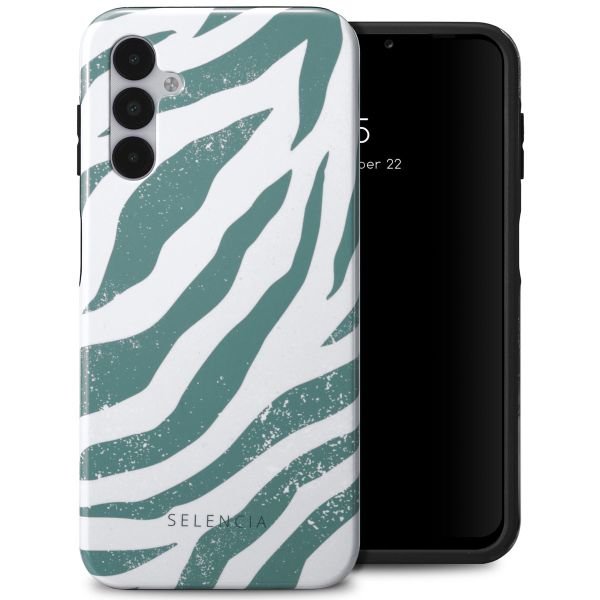 Selencia Vivid Back Cover für das Samsung Galaxy A14 (5G/4G) - Colorful Zebra Pine Blue