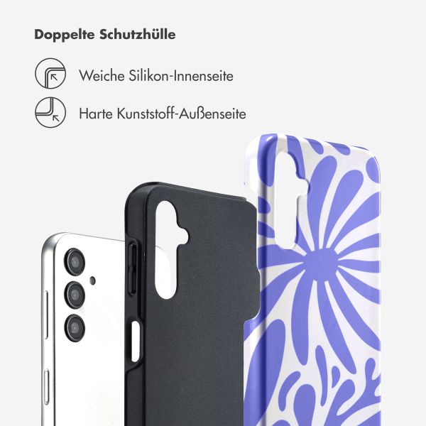 Selencia Vivid Back Cover für das Samsung Galaxy A14 (5G/4G) - Modern Bloom Sapphire Blue