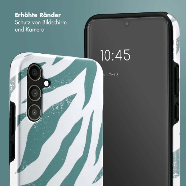 Selencia Vivid Back Cover für das Samsung Galaxy A34 (5G) - Colorful Zebra Pine Blue