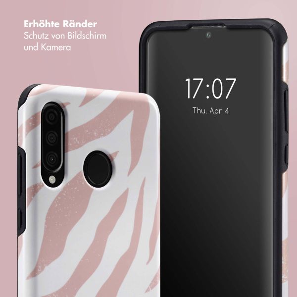 Selencia Vivid Back Cover für das Huawei P30 Lite - Colorful Zebra Old Pink