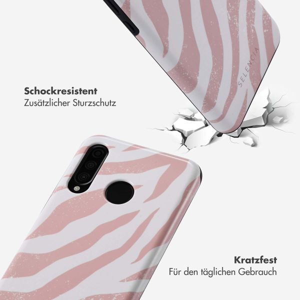 Selencia Vivid Back Cover für das Huawei P30 Lite - Colorful Zebra Old Pink