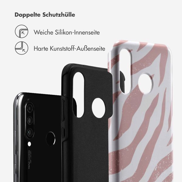 Selencia Vivid Back Cover für das Huawei P30 Lite - Colorful Zebra Old Pink