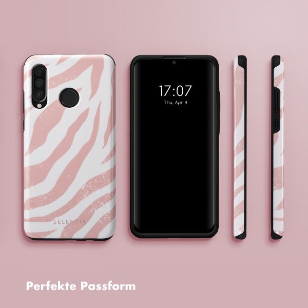 Selencia Vivid Back Cover für das Huawei P30 Lite - Colorful Zebra Old Pink