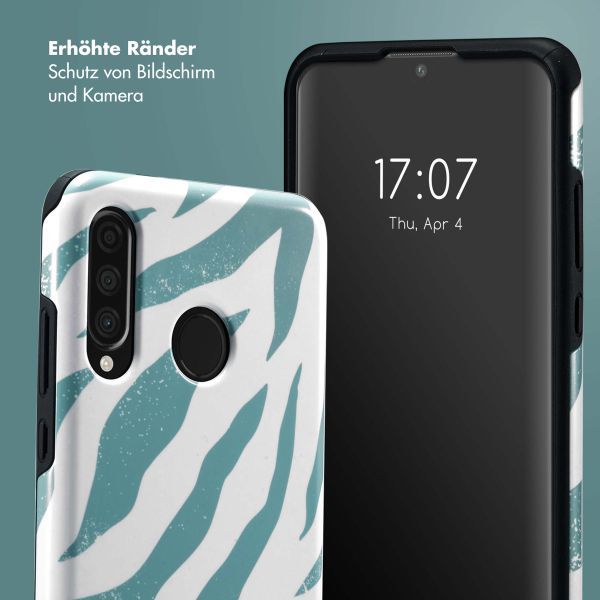 Selencia Vivid Back Cover für das Huawei P30 Lite - Colorful Zebra Pine Blue