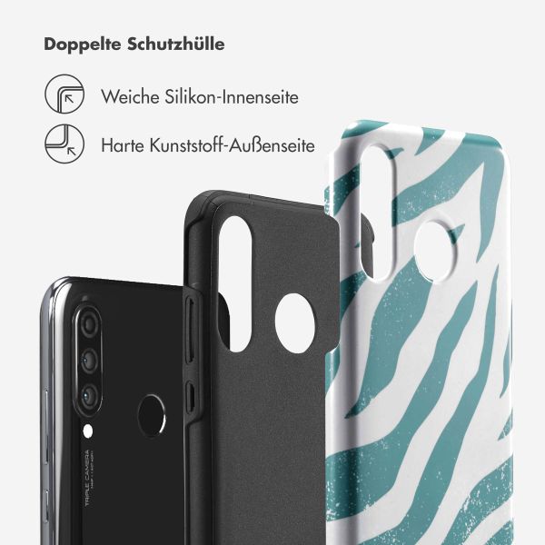 Selencia Vivid Back Cover für das Huawei P30 Lite - Colorful Zebra Pine Blue