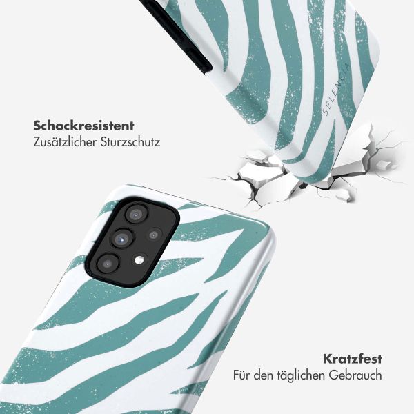 Selencia Vivid Back Cover für das Samsung Galaxy A53 - Colorful Zebra Pine Blue