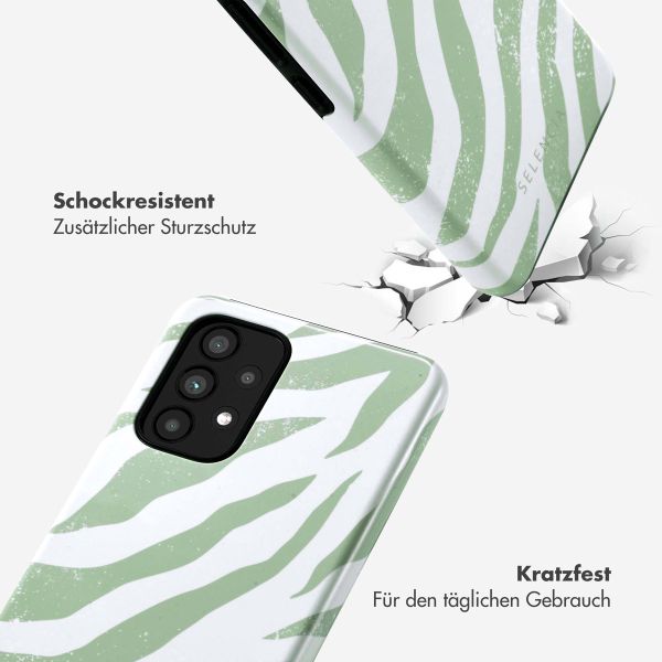 Selencia Vivid Back Cover für das Samsung Galaxy A53 - Colorful Zebra Sage Green