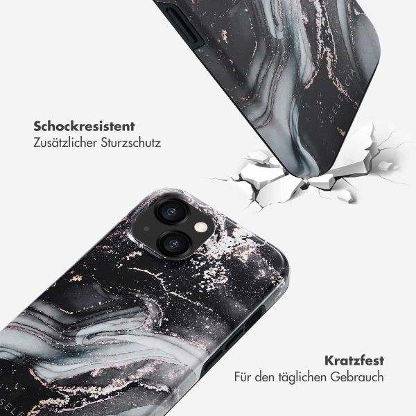 Selencia Vivid Back Cover für das iPhone 15  - Chic Marble Black
