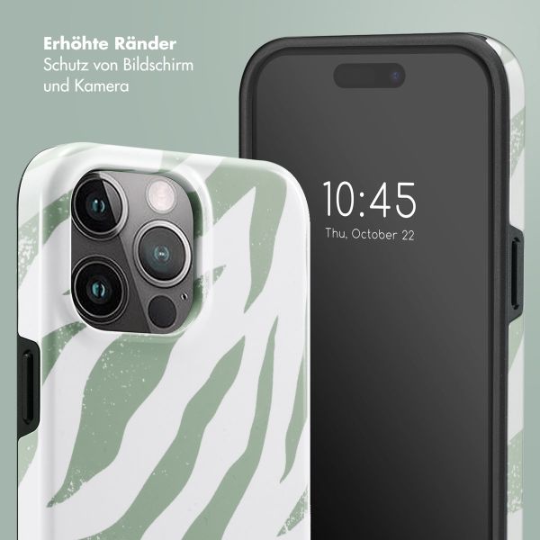 Selencia Vivid Back Cover für das iPhone 15 Pro Max - Colorful Zebra Sage Green