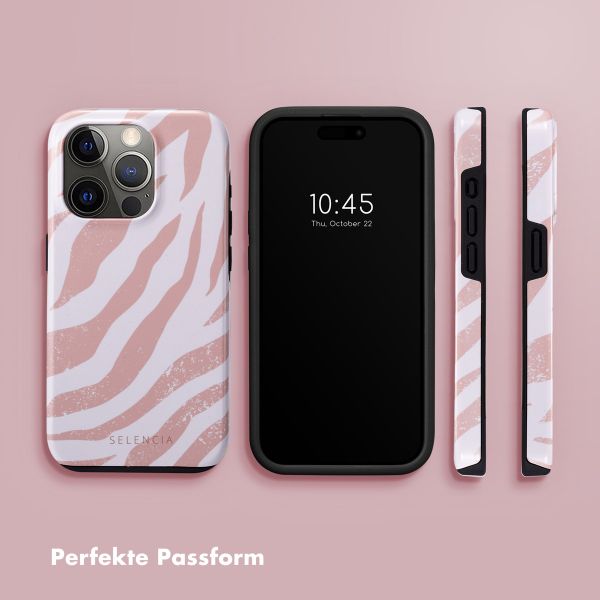 Selencia Vivid Back Cover für das iPhone 15 Pro - Colorful Zebra Old Pink