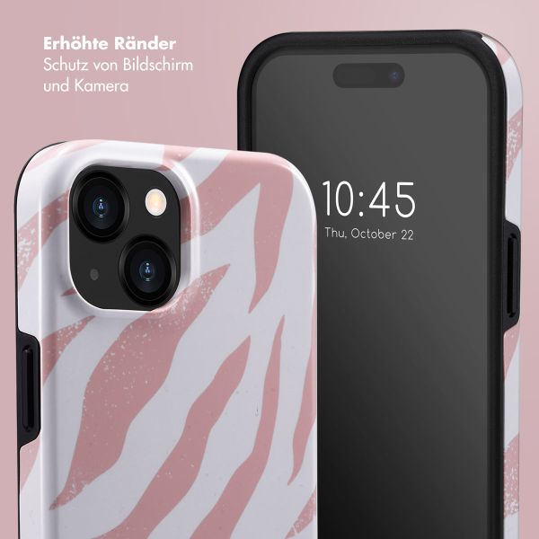 Selencia Vivid Back Cover für das iPhone 15  - Colorful Zebra Old Pink