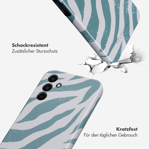 Selencia Vivid Back Cover für das Samsung Galaxy A15 (5G/4G) - Colorful Zebra Pine Blue